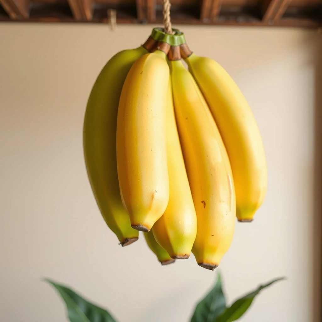 Fresh banana bunch (pisang) with varying degrees of ripeness