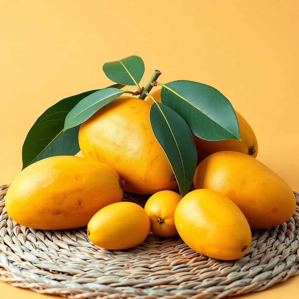 Ripe mangoes (mangga) with a beautiful golden color, freshly harvested